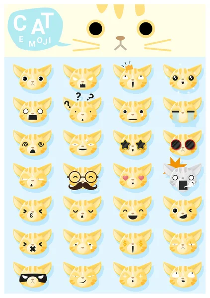 Katzen-Emoji-Symbole, Vektor, Illustration — Stockvektor