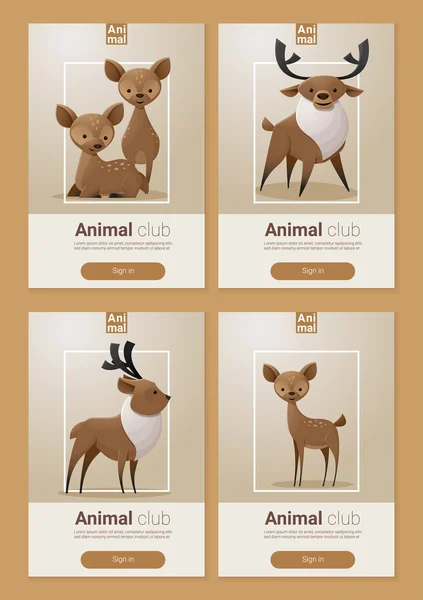 Banner animal com cervos para web design, vetor, ilustração —  Vetores de Stock