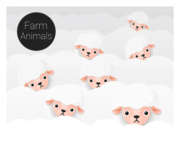 Lindo fondo de la familia de animales con ovejas, vector, ilustración — Archivo Imágenes Vectoriales