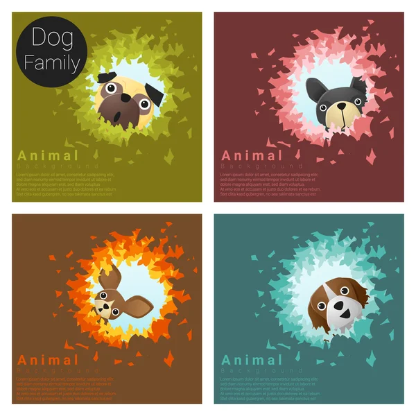 Lindo fondo de la familia de animales con perros, vector, ilustración — Vector de stock