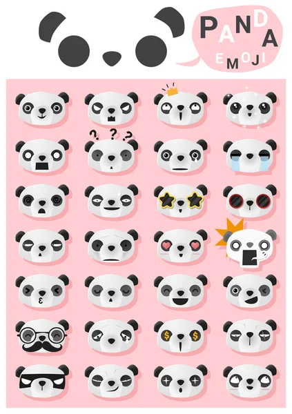 Panda emoji iconos, vector, ilustración — Vector de stock