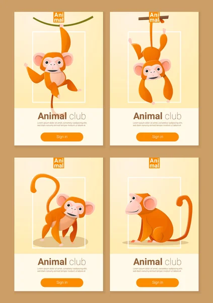 Tierbanner mit Affen für Webdesign, Vektor, Illustration — Stockvektor