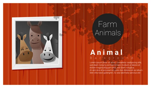 Fondo animal de granja con caballo, vector, ilustración — Archivo Imágenes Vectoriales