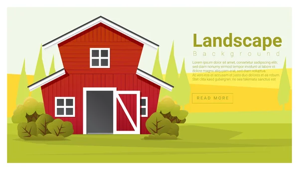 Landschap met boerderij achtergrond, vector illustratie — Stockvector