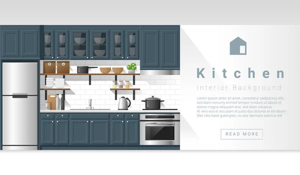 Design interiéru moderní kuchyňské zázemí, vektor, ilustrace — Stockový vektor