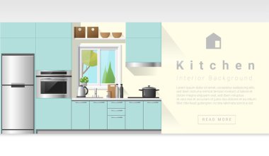 İç tasarım Modern mutfak arka plan, vektör, illüstrasyon