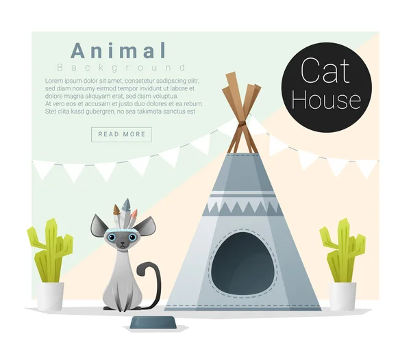 Coleção de animais bonito Casa de gato, vetor, ilustração —  Vetores de Stock