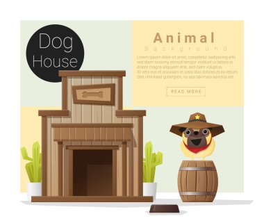 Sevimli hayvan koleksiyonu köpek evi, vektör, illüstrasyon