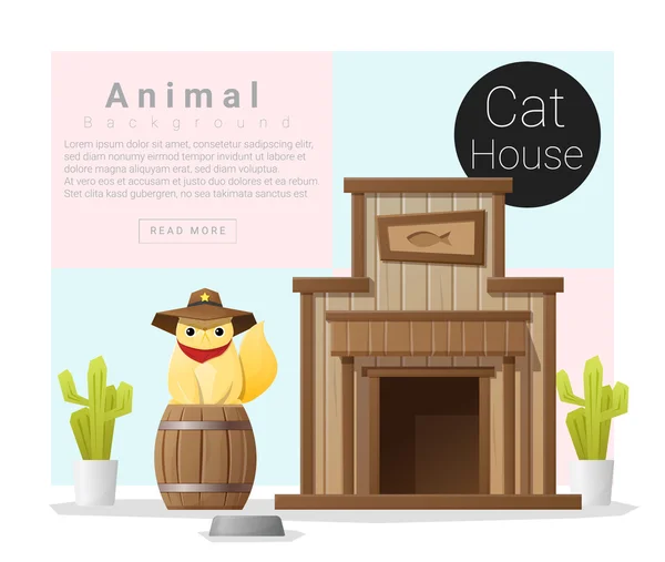 Roztomilý zvířat kolekce Cat dům, vektor, ilustrace — Stockový vektor