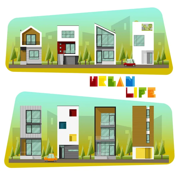 Houses collection,Modern house and Community — Stock Vector