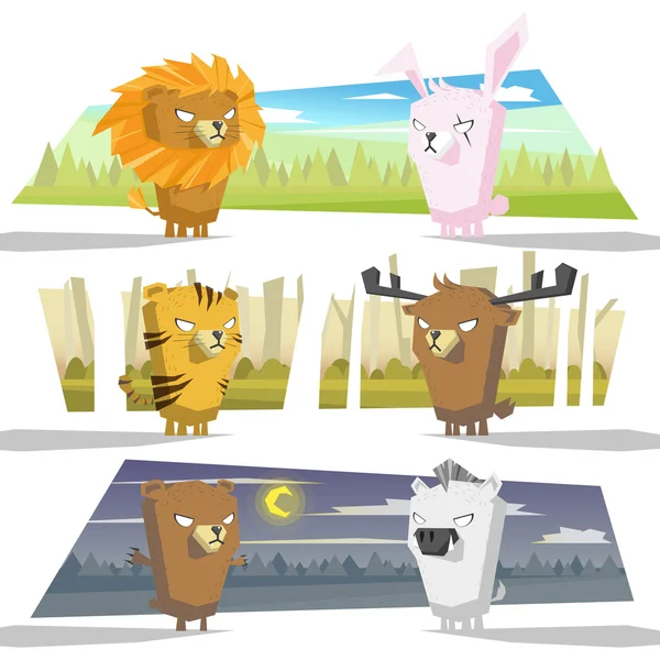 Animals Collection Team a, Vektor, Illustration — Stockvektor