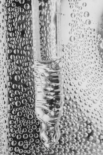 Bolle Ossigeno Acido Ialuronico Acqua Laboratorio Uno Schermo Digitale Microscopio — Foto Stock