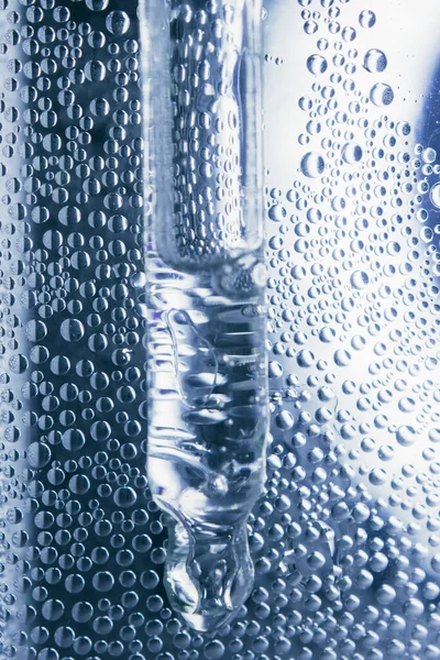 Sauerstoffblasen Hyaluronsäure Wasser Labor Auf Einem Digitalen Mikroskop Bildschirm Hydratation — Stockfoto