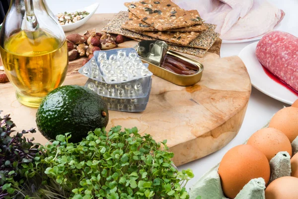 Composición Con Alimentos Contiene Coenzima Q10 Antioxidante Productos Contra Los — Foto de Stock
