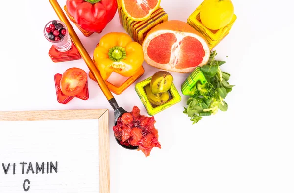Productos Que Contienen Vitamina Antioxidante Fibra Frutas Verduras Alimentación Saludable — Foto de Stock