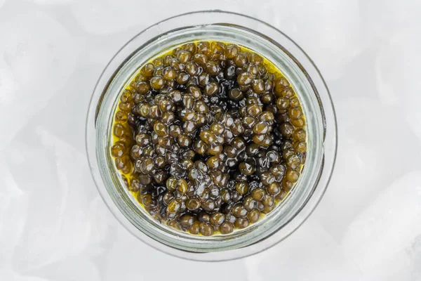 Caviar Preto Frasco Vidro Delicatessen Gourmet Premium — Fotografia de Stock