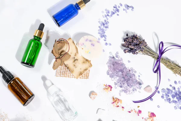 Cuidado Alternativo Piel Cosmética Casera Exfoliantes Jabón Aceites Con Ingredientes — Foto de Stock