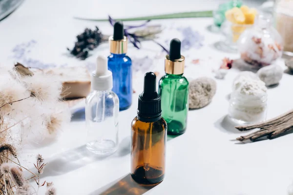 Cuidado Alternativo Piel Cosmética Casera Exfoliantes Jabón Aceites Con Ingredientes — Foto de Stock