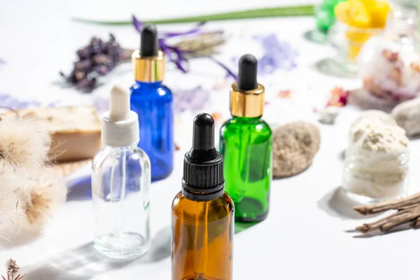 Cuidado Alternativo Piel Cosmética Casera Exfoliantes Jabón Aceites Con Ingredientes — Foto de Stock