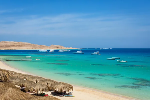 beautiful sea landscape - beach, sea, sky, yachts, ships