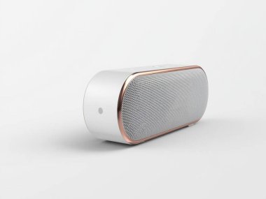 Portatif Kablosuz Bluetooth Hoparlör Beyaz Arkaplan Ses Ekipmanı Fotoğrafı İzole Edildi