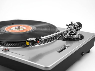 DJ Turntable Vinil Oynatıcı Beyaz Arkaplan Müzik Ekipmanı Yüksek Çözünürlüklü Stok Fotoğrafı İzole Edildi