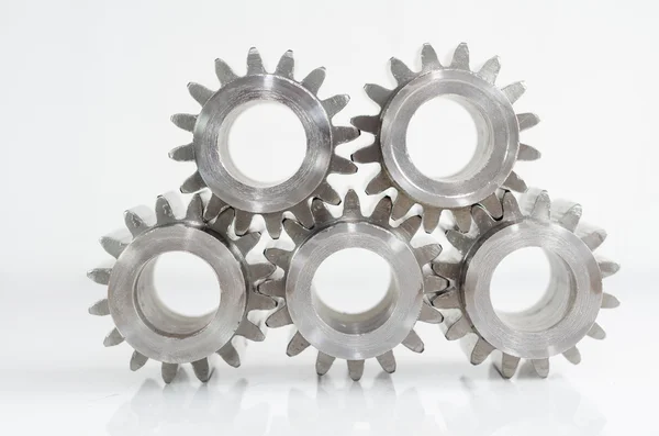 Set of gears for meaning unity on isolated — Stockfoto