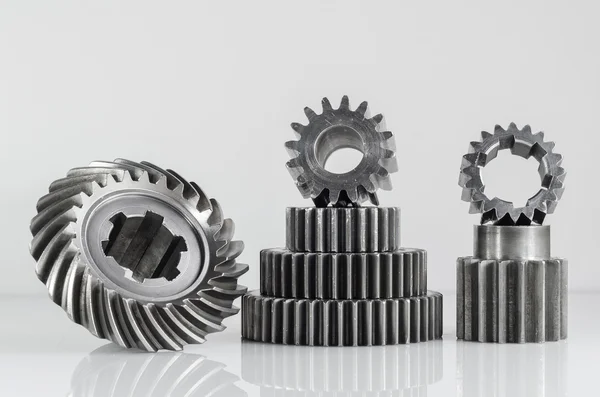 Set of gears for meaning unity on isolated — Stockfoto