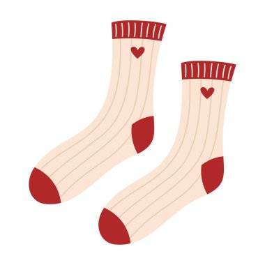 Modern colorful cotton socks with trendy prints and different textures. Cozy knitted socks. Flat vector illustration isolated on white background.