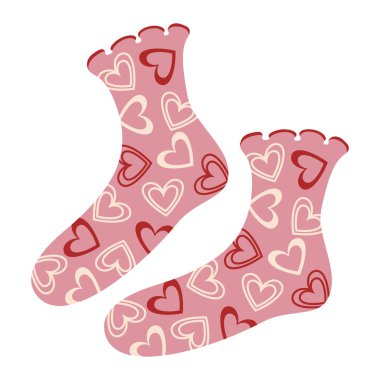 Modern colorful cotton socks with trendy prints and different textures. Cozy knitted socks. Flat vector illustration isolated on white background.