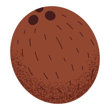 Basit hindistan cevizi çizimi. Taze hindistan cevizi meyvesi. Sağlıklı gıda konsepti. İç mekan, poster, kapak ve afiş için minimum düz vektör tasarımı. Beyaz arkaplanda izole.