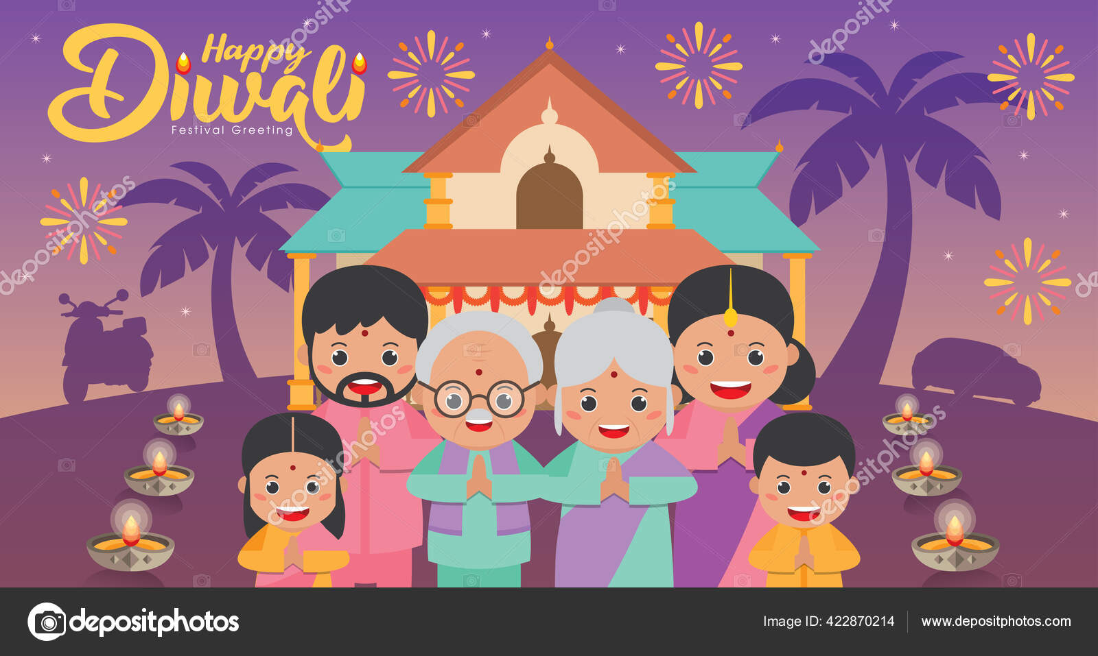 Diwali Deepavali Festival Lights Banner Templates Hindu Festival Cute  Cartoon Stock Vector Image by ©animicsgo #422870214