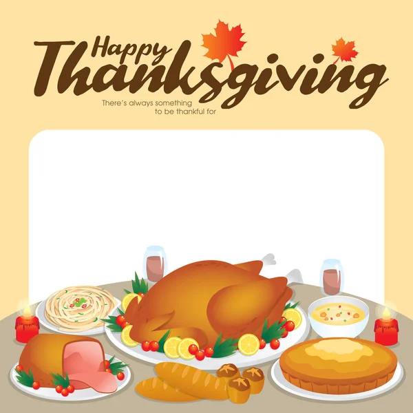 Thanksgiving Noël Notes Message Dîner Copier Espace Avec Thanksgiving Dinde — Image vectorielle