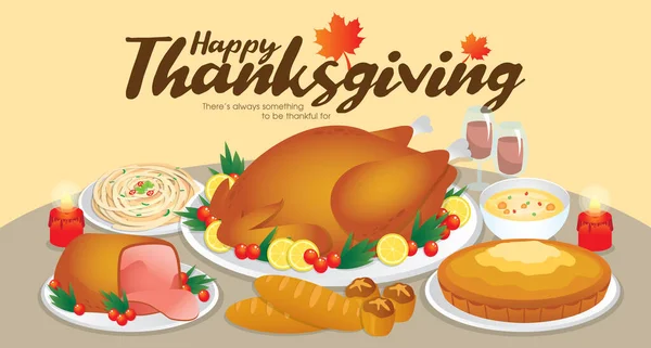Modèles Bannière Pour Thanksgiving Dîner Noël Avec Dinde Thanksgiving Spaghetti — Image vectorielle