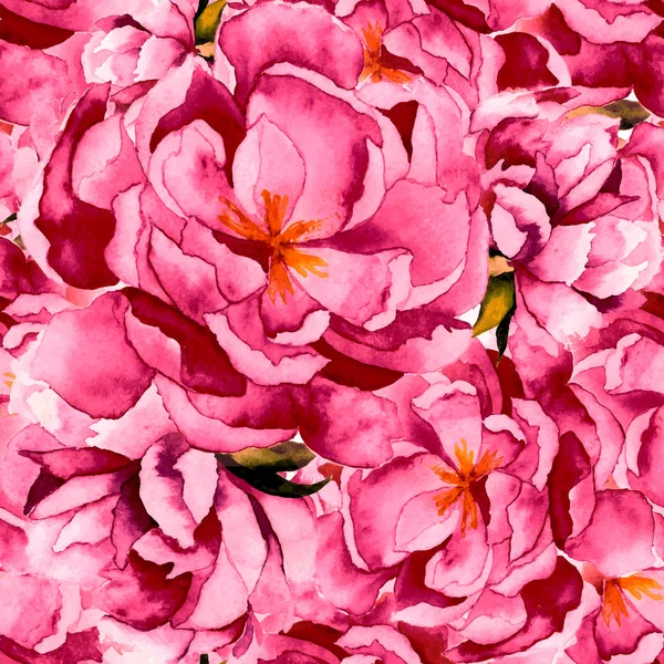 Seamless pattern with watercolor pink peonies 
