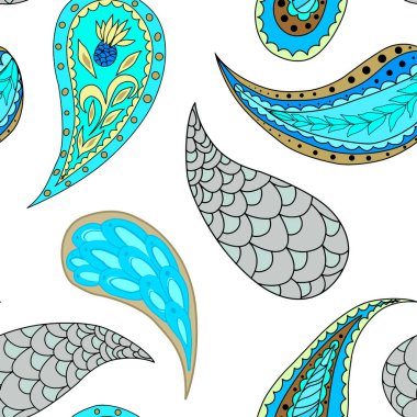 Şal desenli, kusursuz bir desen. Geleneksel baskı. Tekstil tasarım dokusu. Kabile etnik şal desenli, dikişsiz desen.