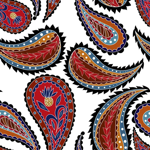 Belo Padrão Sem Costura Com Paisley Impressão Tradicional Texture Tribal —  Vetores de Stock
