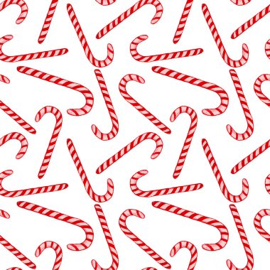 Şeker kamışlı suluboya desenli. Kağıt ya da tekstil ambalajı için harika Noel izni baskısı.