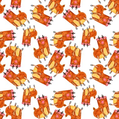 Noel çorabıyla suluboya kusursuz desen. Kağıt ya da tekstil ambalajı için harika Noel izni baskısı.