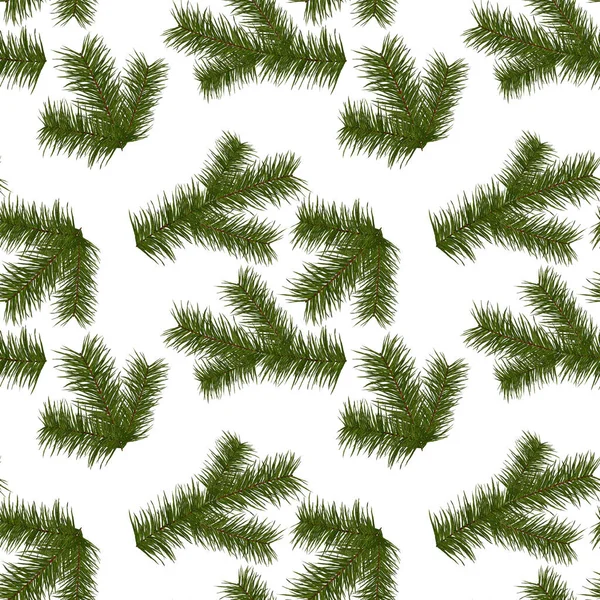 トウヒの枝を持つ水彩シームレスパターン 偉大なクリスマスは 包装紙や繊維のための印刷を許可 — ストック写真