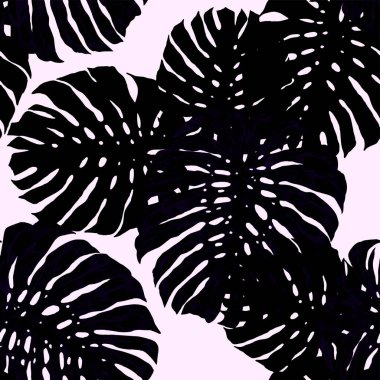 Tropik yapraklar ve çiçeklerle suluboya kusursuz desen. Elle çizilmiş egzotik bitkilerle çok güzel bir iz. Mayo botanik tasarımı. Vektör. Antika egzotik baskı.