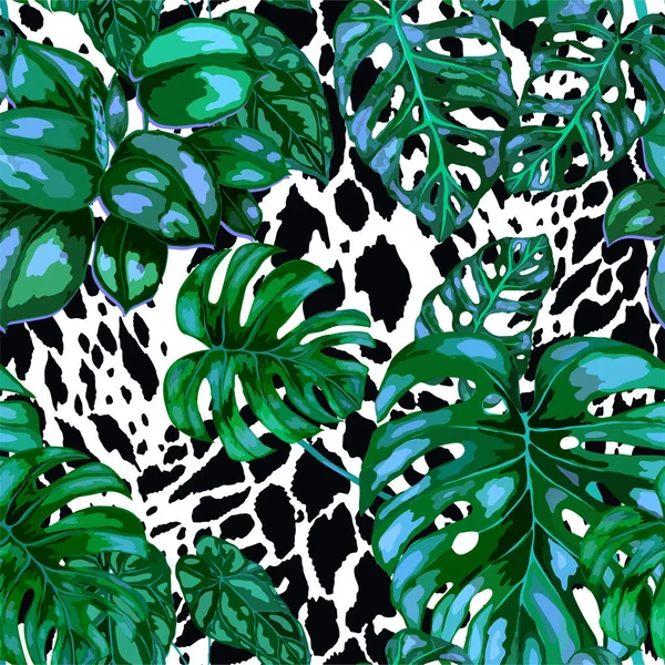 Patrón Tropical Sin Costuras Textura Animal Jungle Estampado Exótico Verano — Archivo Imágenes Vectoriales
