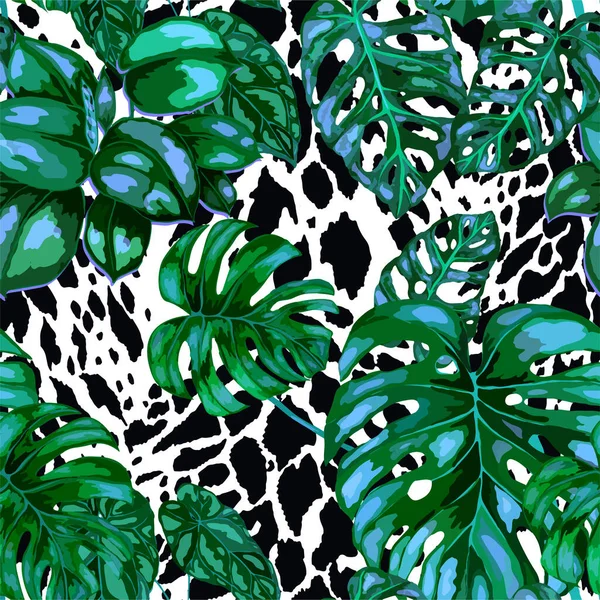 Tropisch Naadloos Patroon Dierlijke Textuur Jungle Exotische Zomerse Print Zomer — Stockvector