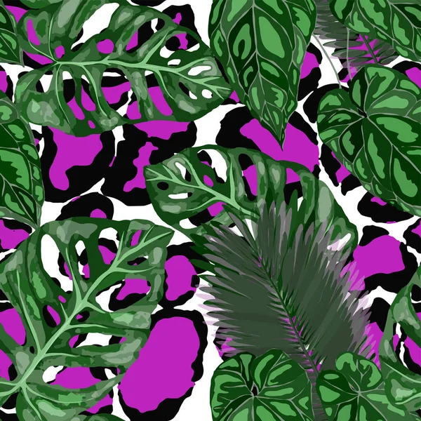 Tropisch Naadloos Patroon Dierlijke Textuur Jungle Exotische Zomerse Print Zomer — Stockvector