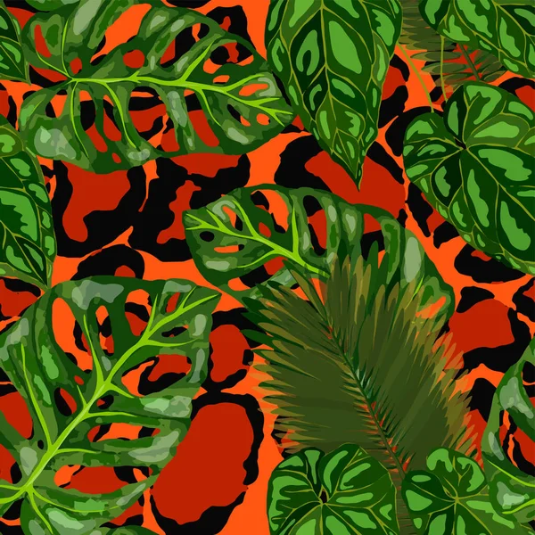 Тропический Бесшовный Рисунок Животной Текстуре Экзотический Летний Отпечаток Джунглей Летний — стоковый вектор