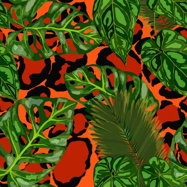 Patrón Tropical Sin Costuras Textura Animal Jungle Estampado Exótico Verano — Archivo Imágenes Vectoriales