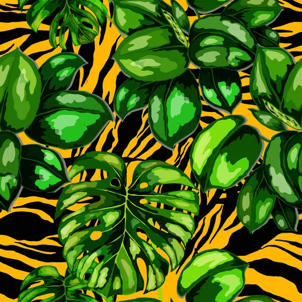 Patrón Tropical Sin Costuras Textura Animal Jungle Estampado Exótico Verano — Archivo Imágenes Vectoriales