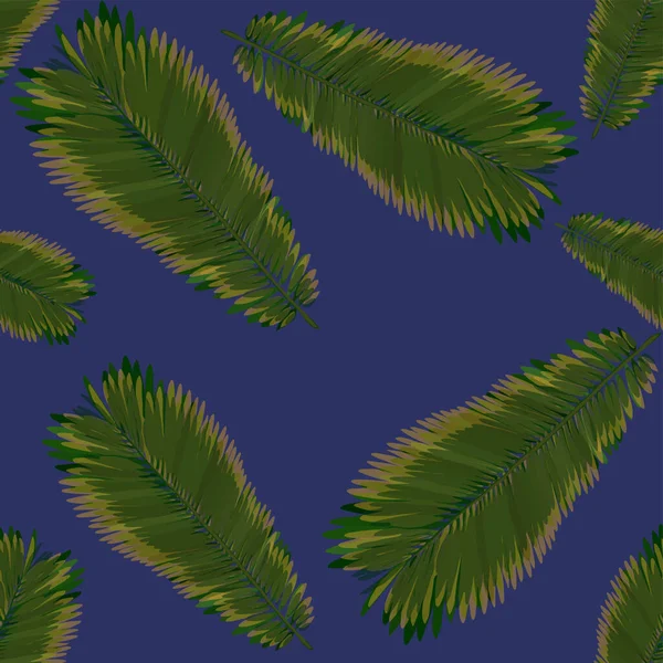 Modèle Sans Couture Avec Des Feuilles Tropicales Plantes Exotiques Dessinées — Image vectorielle