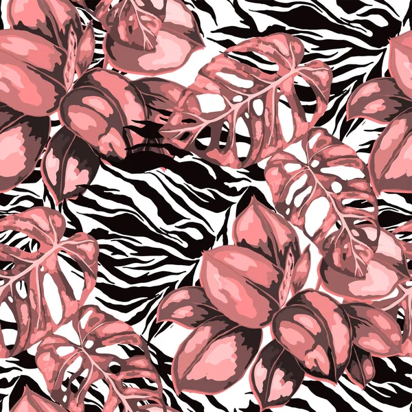 Patrón Tropical Sin Costuras Textura Animal Jungle Estampado Exótico Verano — Archivo Imágenes Vectoriales