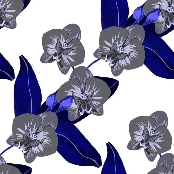 Aquarelle Motif Sans Couture Avec Des Feuilles Tropicales Des Fleurs — Image vectorielle